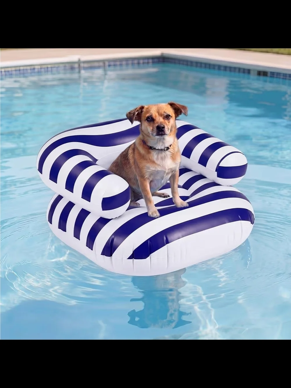 Striped Inflatable Lounge Chairs - Blue & Navy 2PCS - Picture 6 of 6